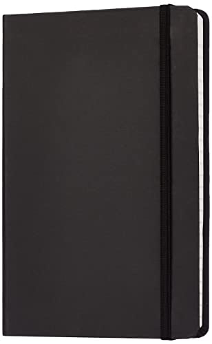 Amazon Basics Classic Hardcover Journaling Notebook with Inner Pocket, Line Ruled, 240 Pages, 5" x 8.25", 24 Count, Black