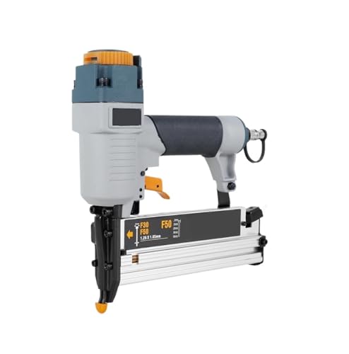 PIGENEQW Oil-Free Pneumatic Staple Gun Heavy-Duty Stapler Air Nailer Pneumatic Nail Gun 16Ga/18Ga Woodworking Air Stapler T50 F50 440K Nails(Grey)