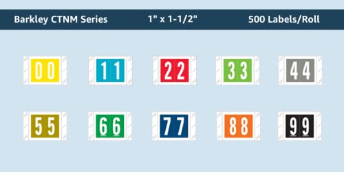 Doctor Stuff - File Folder Labels, Complete Set of Numbers 0-9, Barkley FNSTM Match - CTNM Series Chart Stickers, 1" x 1-1/2", 1 Each of 10 Rolls, 500/Roll