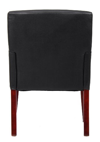 Boss Office Products Box Arm Guest Chair with Mahogany Finish in Black, 250 (B619)