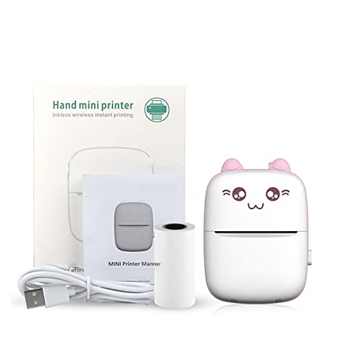 MKJGGII Mini Printer Portable Thermal Printer Photo Lable Printing Pocket Printer(Pink Printer)
