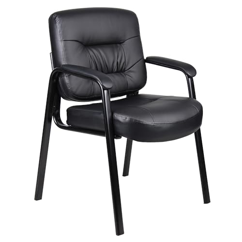 Boss Office Products Executive Mid Back LeatherPlus Guest Chair in Black (B7509)