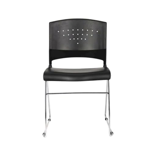 Bison office Polypropylene Stacking Chair with Chrome Sled Base, Stackable Chairs for Conference Room, Waiting Room or Lobby