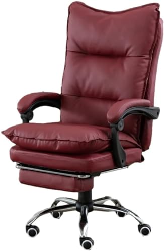 Office Chair Reclining Chair with Footrest,Leather Chair,High Back Executive Chair Lumbar Support,with 170° Backrest Tilt Function(Color:Red)
