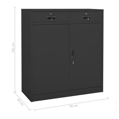 vidaXL Office Cabinet Anthracite 35.4"x15.7"x40.2" Steel
