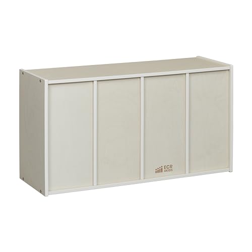 ECR4Kids Streamline 12 Cubby Tray Storage Cabinet, 3x4, Classroom Furniture, White Wash