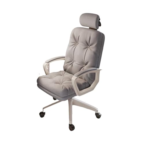 Ergonomic Office Chair Office Chair Home Leather Swivel with Wheels Office Chair ﻿(Gris)