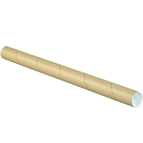 Partners Brand PP1536K Mailing Tubes with Caps, 1-1/2" x 36", Kraft (Pack of 50)
