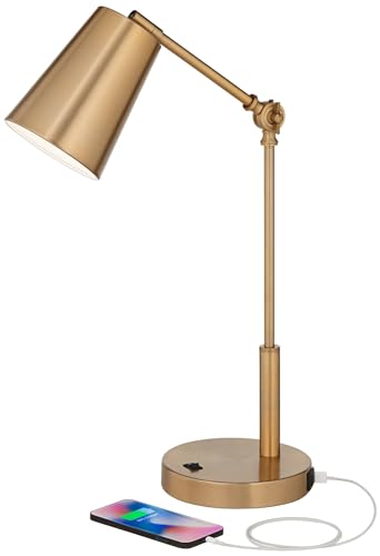 Sully 23 1/2" High Desk Lamps Set of 2 Gold Adjustable USB Ports Brass