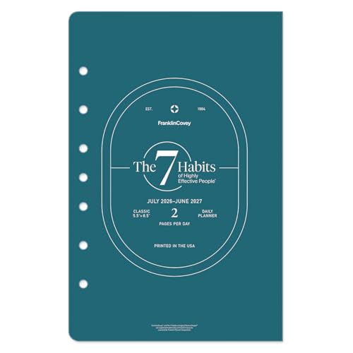 FranklinCovey - 7 Habits Ring-Bound Planner Refill | Two Pages Per Day (Classic, Jul 2026 - Jun 2027)