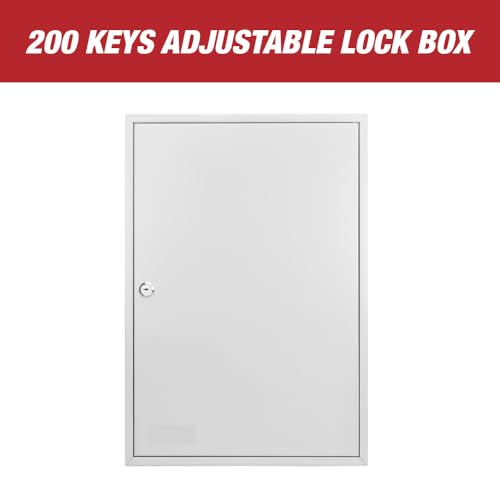 LAUCO 200-Key Wall Mount ﻿Cabinet Box ﻿with Security Key Storage Box Steel, Key Organizer with 200 Colorful Key Tags, ﻿Safe Storage Key Holder Locker Box, Light Grey, 14.96" x 6.15" x 21.65" 50754