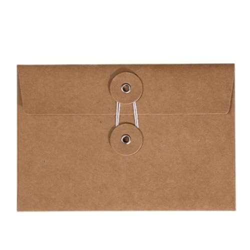 Durable 200pcs with String Tie Closure Clasp Kraft Paper Envelopes Retro Invitation Card Vintage Brown European Style