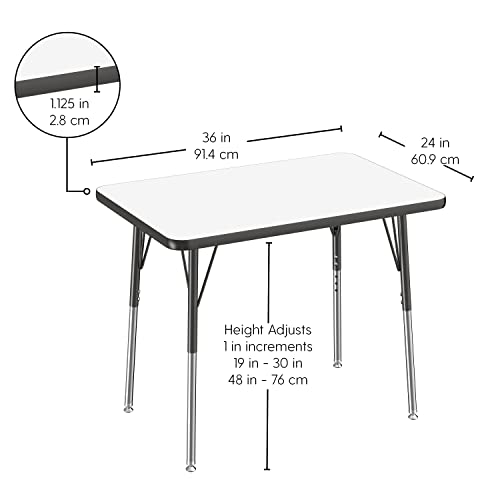 FDP 24" x 36" Rectangle Dry-Erase Table w/Swivel Glide Legs - Black