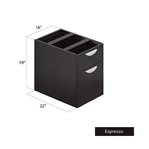 GOF Office Desk Executive Computer Workstation with Hanging Box/File Pedestal, Grommets, Durable Laminate– Modern Commercial Desk for Home Office, Work, or Study (Espresso, 66" W x 30" D)