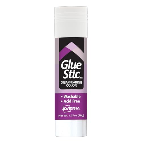 Avery® Glue Stic™, Disappearing Purple, 36 Grams, 12 Glue Sticks