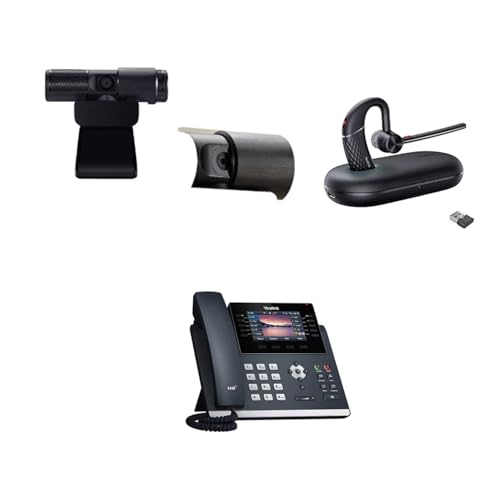 Yealink SIP-T46U IP Corded 4.3-Inch Color Display Phone Bundle with Yealink BH71 Mono Bluetooth Headset with Noise Canceling mic for Office, Cam 313 2MP Webcam