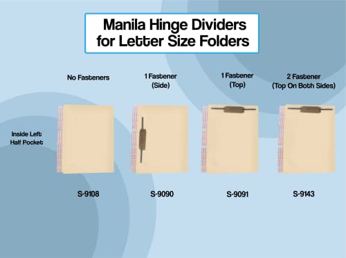 Self Adhesive Dividers for File Folders, Doctor Stuff, Side Hinge Divider with 2" Bonded Fastener on Front Side, 11 pt Manila Stock, Carton of 500