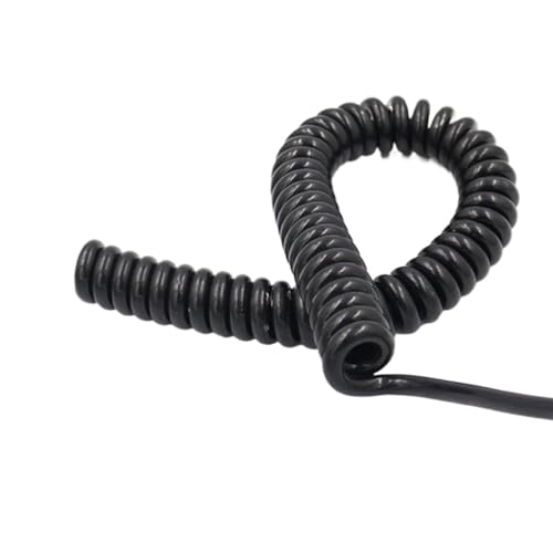 Coiled Mains Flex Curly Spring Cord 4 Cores 0.3mm2 1M 5M 7M 10M