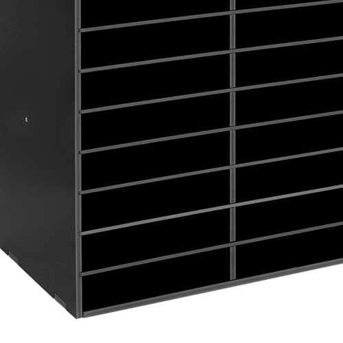 48 Slot Mail & Paper Organizer, High-Class PVC Literature Sorter Cabinet with 110 Lbs Capacity, Desktop Storage for Office, Classroom, Home, Library & Craft Room (Black)