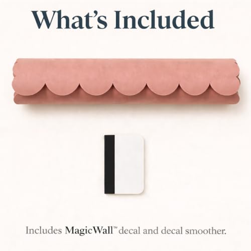 Orelle MagicWall | Magnetic Scalloped Wall Decal – Repositionable & Renter-Friendly | Peel & Stick Magnetic Wall Decal Chalkboard | Playroom Essentials | Large | 24 x 36 | Mocha