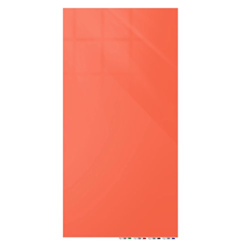 Aria 6'H x 4'W Low Profile 1/4" Glass Whiteboard - Vertical Peach - 4 Markers and Eraser