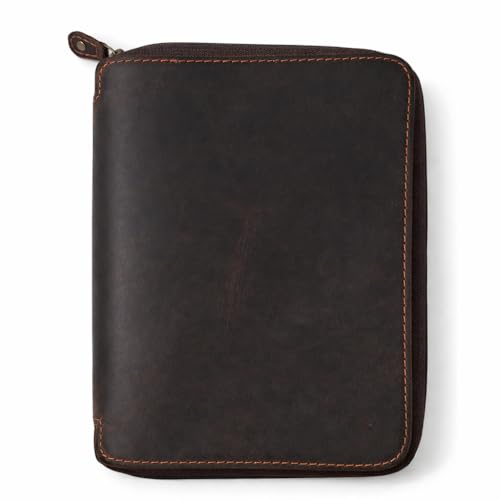 PavinCrafter A5 Zippered Leather Journal Cover 5.75 X 8.25 in, Refillable