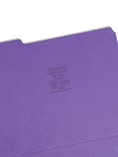 Smead Standard File Folders, 100 Count, Assorted Jewel Tone Colors, 1/3-Cut Tabs, Letter Size (11948)