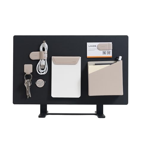 LHiDS Magnetic Desk Organizer Divider, 16.5" Metal Desktop Stand with Board, Paper Holder & Key Hooks, Foldable Storage Box, Desk Accessories for Home Office