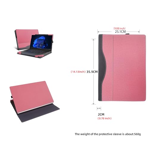 Laptop Case for Lenovo ThinkPad E16 Gen 3 Intel |ThinkPad E16 Gen 4 (Intel) [Note Other Models] All Inclusive Drop Case 16" PU Leather Protective Laptop Bag Detachable Shell (Pink)