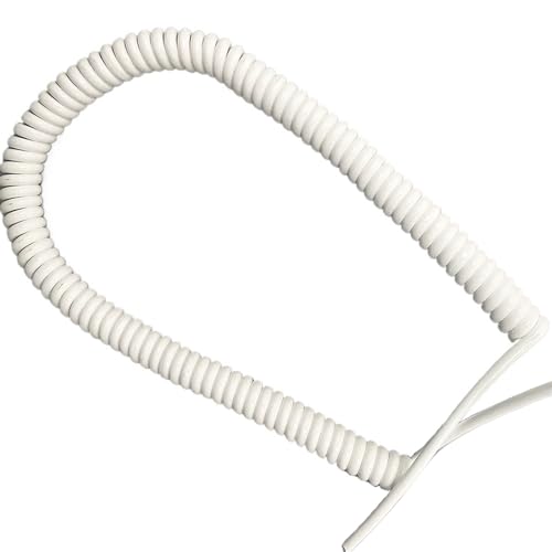 Coiled Mains Flex Curly Spring Cord, 3 Core 0.75mm Square Spiral Elastic