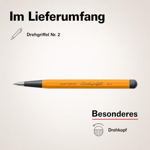 LEUCHTTURM1917 - Drehgriffel Mechanical Pencil - Refillable Writing Stylus with 0.7 mm HB Graphite Lead (Rising Sun)