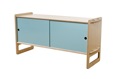 Housefish Key Modular Storage with Door, Medium, Maple and Light Blue