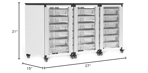 LUXOR MBS-STR-31-18S Modular Classroom Storage Cabinet - 3 Side-by-Side modules with 18 Small Bins