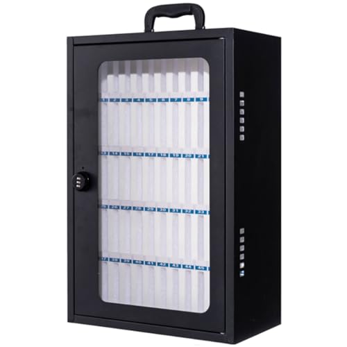 PetterShop Stainless Steel Wall Mounted Phone Boxt,Phone Storage Cabinet,with Lock & Soft Lining, Pocket Chart Cell Phone Holder for Classroom (Color : Black, Size : 60)