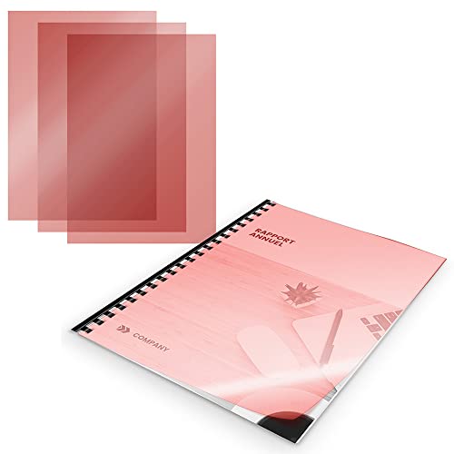 WAYTEX A78241R Transparent PVC Binding Covers A4 200 Micron Pack of 100 Transparent Red