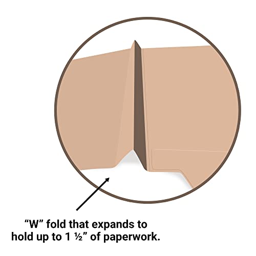 Manila File Folders, Doctor Stuff, W-Fold, 1-1/2" Paper Expansion, Letter Size, End and Top Interlocking Tab, 14 pt Manila Stock, End Tab Folder, Carton of 250