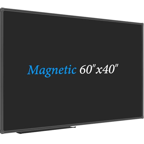 JILoffice Magnetic Chalkboard/Black Board 60 x 40 Inch, Black Aluminum Frame Board with Marker Tray for Office Home and School