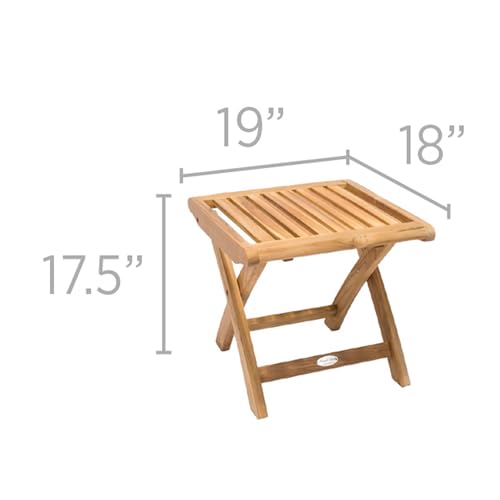 Royal Teak Collection Outdoor Footrest, Kiln-Dried Teak Square Wooden Foot Stool for Patio, Deck, and Poolside, Weather-Resistant Ergonomic Foot Rest (FTSTL)