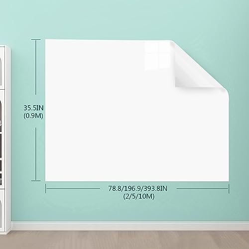 Removable Sticky whiteboard Film, Electrostatic Self Adhesive Dry Erase Whiteboard Contact Paper Roll White Multiple Sizes(35.5x78.8IN(0.9x2m))