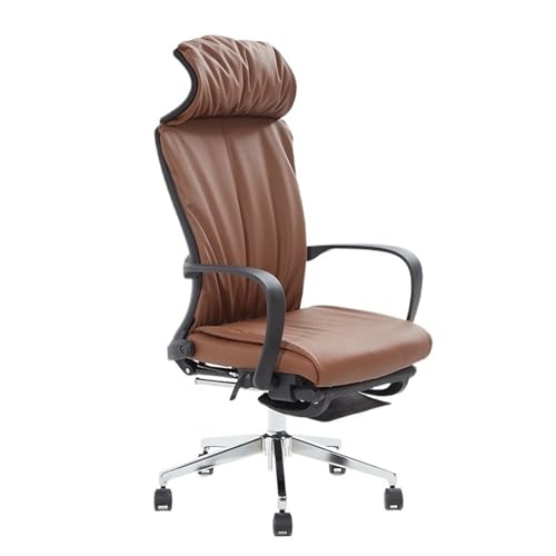Office Chair Ergonomic Chair with Head Pillow Leather Office Chairs Adjustable and Rotating Comfortable High Backrest Adjustable(Brown)