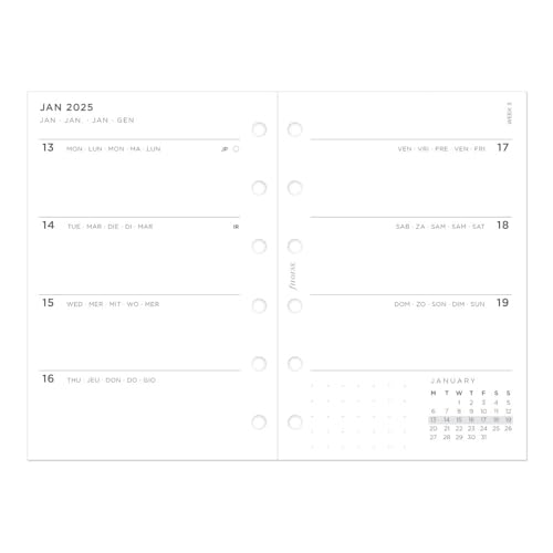 Filofax Norfolk Organizer, Pocket Size, Almond - Soft, Full-Grain Leather, Six Rings, Week-to-View Calendar Diary, Multilingual, 2025 (C022632-25)