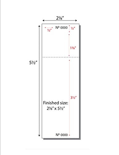 Laser Print Blank Ticket Sheets, 8-1/2" x 11", 8 Tickets Per Sheet, Perfed for Separations and Stubs, Consec Numbers, Ticket Size: 2-1/8" x 5-1/2" on White 67-lb Vellum - 250 Sheets (2,000 Tickets)