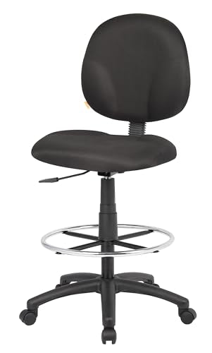 Boss Office Products Stand Up Fabric Drafting Stool Without Arms in Black (B1690-BK)