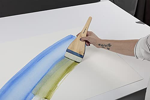 Creative Mark Mandalay Professional Goat Hair Hake Brush - Set of 2-8" Wide Paint Brushes with Paddle Handle for Professional Artists - Soft Natural Bristles Ideal for Sumi-e and Color Washes