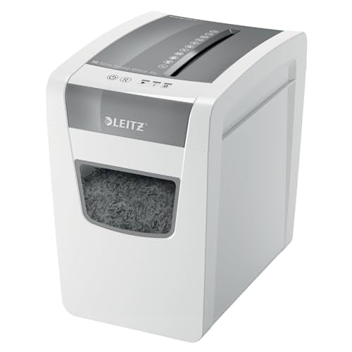 Leitz IQ Paper Shredder, Cross Cut, 10 Sheet, 6 Gallon Bin, P4 Security, Slim, Anti-Jam, Home Office (170004)