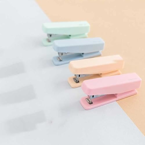 OEKFVCHVZ Solid Color Portable Mini Stapler Set with 1000 Staples Stationery Office Binding Tools