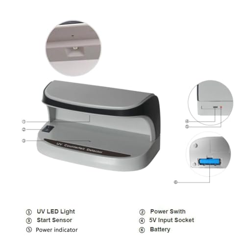 ordinarYone Portable Ultraviolets Money Detectors for Counterfeits Bill Currency Verification Magnifiers Automatic Sensors and Recha