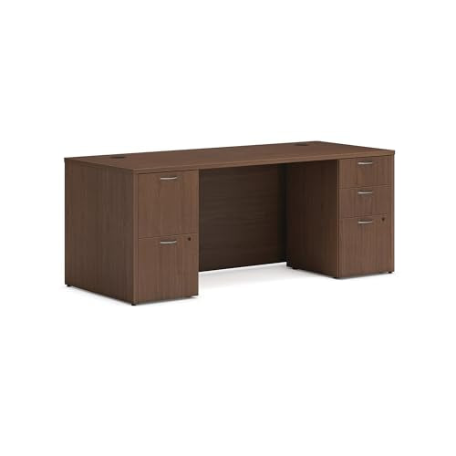 HON MOD Computer Desk, Office Desk with 5 Drawers, Walnut