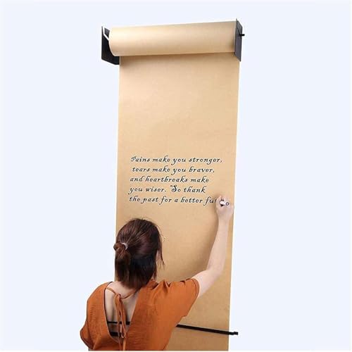 LNNW Kraft Paper Dispenser Wall Mounted Black Kraft Paper Dispenser & Cutter, for to-Do Lists/Daily Specials/Menus/Other Note Taking Decorative Message Boards for Wall(Steel Frame Wide-37cm/14.5in)