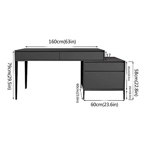 Computer Desk Home Desk with Drawers Gaming Industrial Computer Desk Bedroom Convenient Storage Multiple (Gray) 160 75 75cm